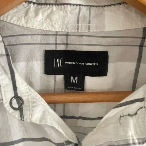 INC International Concepts Mens Long Sleeve size M Shirt Plaid Zippers detail. - Picture 4 of 5